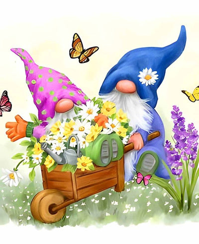 Diamond Painting-Blütenzauber und Gartenzwerge