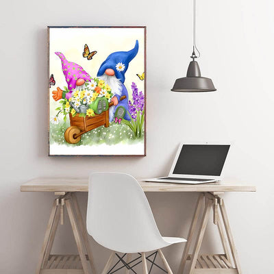 Diamond Painting-Blütenzauber und Gartenzwerge