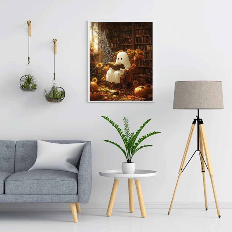 Diamond Painting-Büchergeist im Herbst