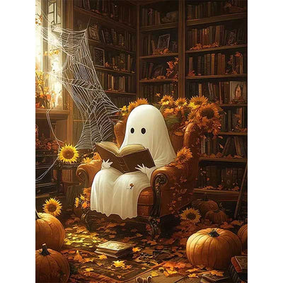 Diamond Painting-Büchergeist im Herbst