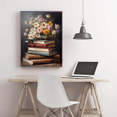 Diamond Painting-Bücherstapel mit Blumen