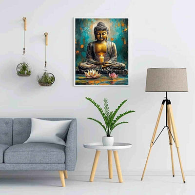 Diamond Painting-Buddha mit Kerze