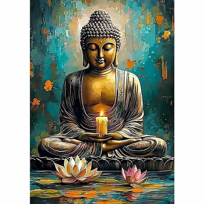 Diamond Painting-Buddha mit Kerze