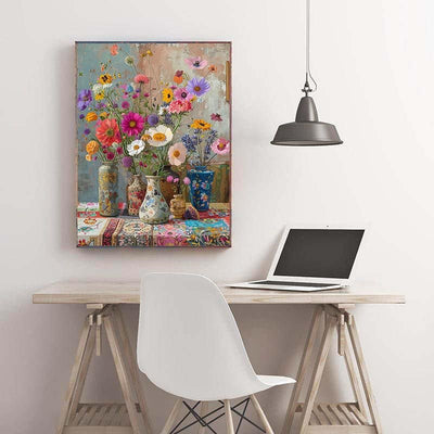 Diamond Painting-Bunte Blumenpracht in Vasen