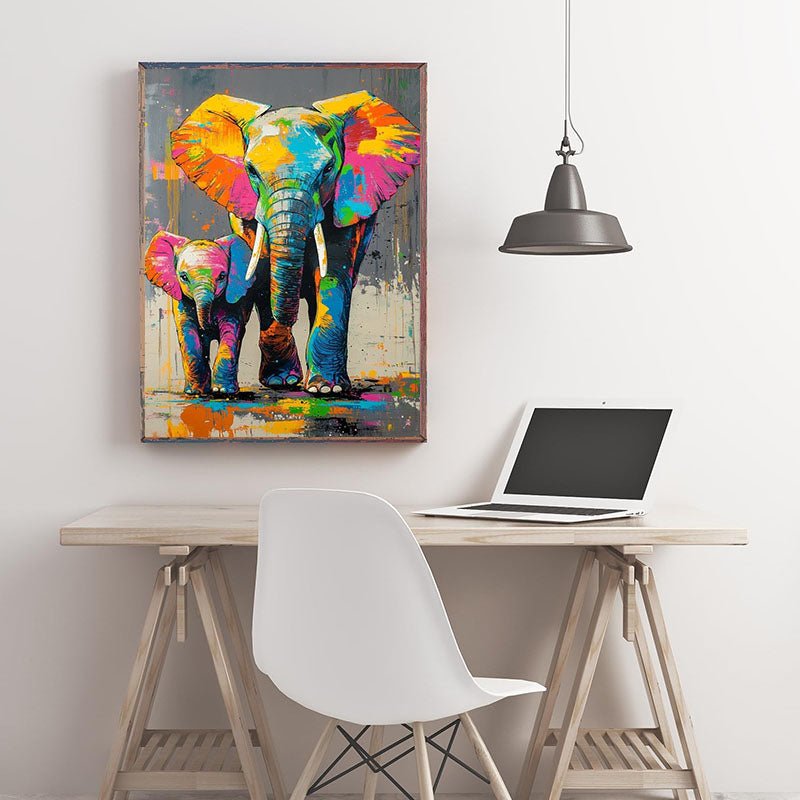 Diamond Painting-Bunte Elefantenliebe