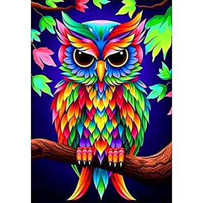Diamond Painting-Bunte Eule auf dem Ast