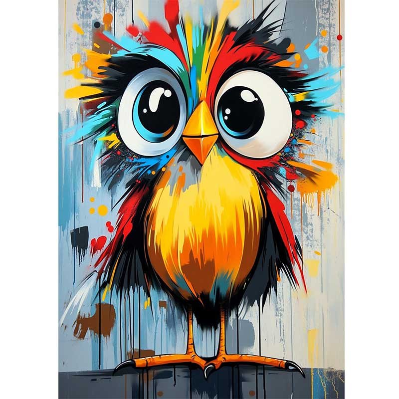 Diamond Painting-Bunte Eule mit großen Augen