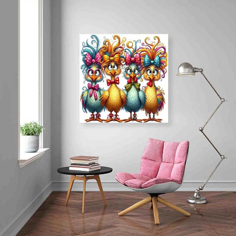 Diamond Painting-Bunte Hühnerfreunde