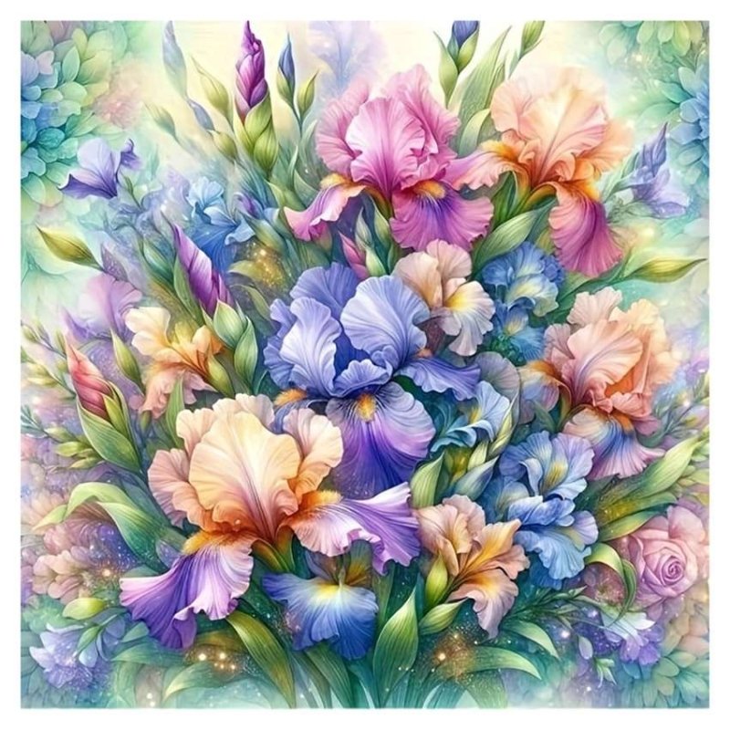 Diamond Painting-Bunte Irisblüten