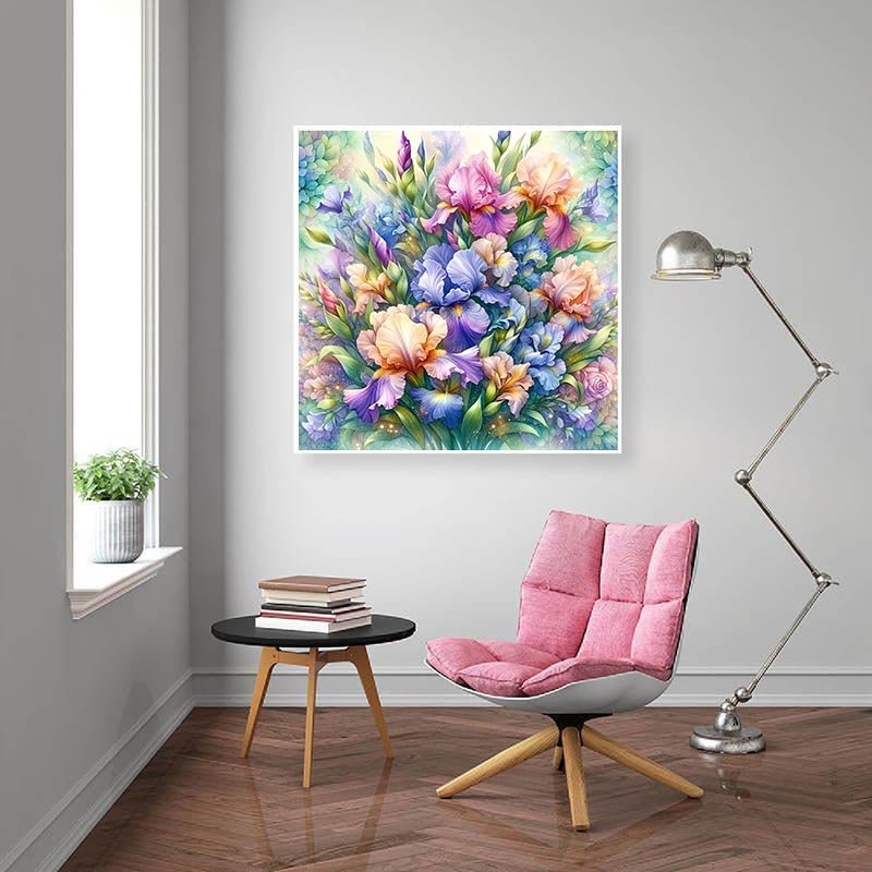 Diamond Painting-Bunte Irisblüten