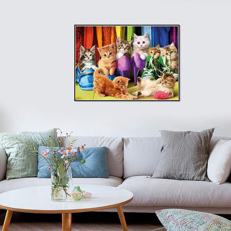 Diamond Painting-Bunte Katzenwelt