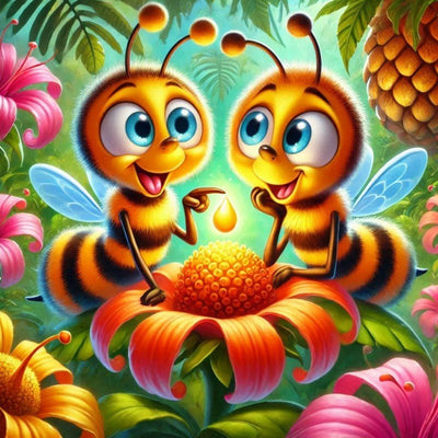 Diamond Painting-Süße Bienen bei der Honigsammlung