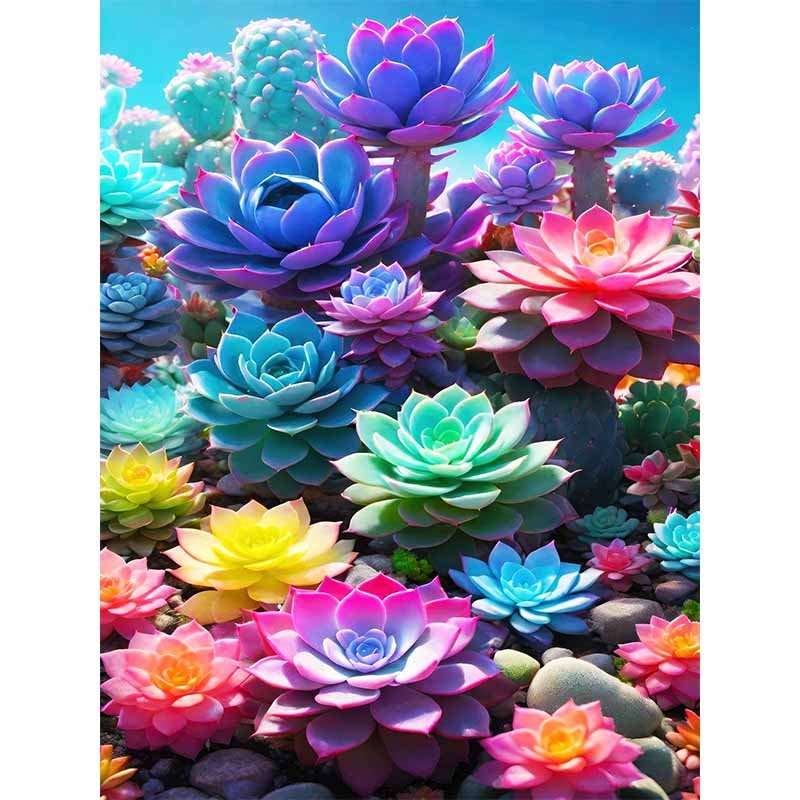 Diamond Painting-Bunte Sukkulenten