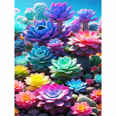 Diamond Painting-Bunte Sukkulenten