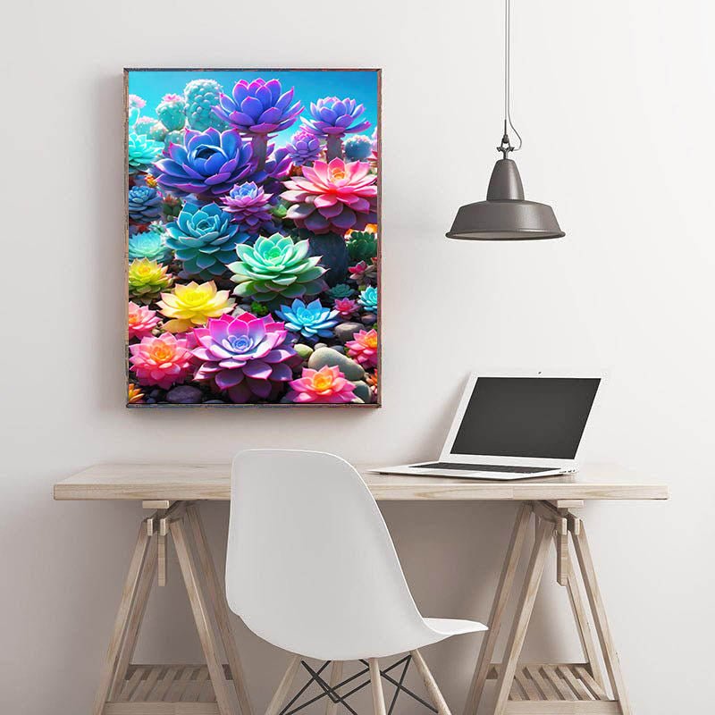 Diamond Painting-Bunte Sukkulenten