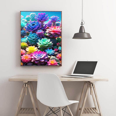 Diamond Painting-Bunte Sukkulenten