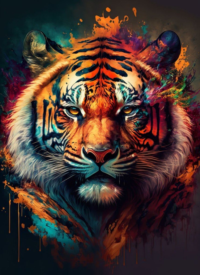 Diamond Painting - Bunte Tiger - diamondspainting