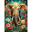 Diamond Painting-Bunter Elefant im Blumenmeer