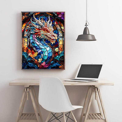 Diamond Painting-Bunter Glasdrache in Fantasiewelt