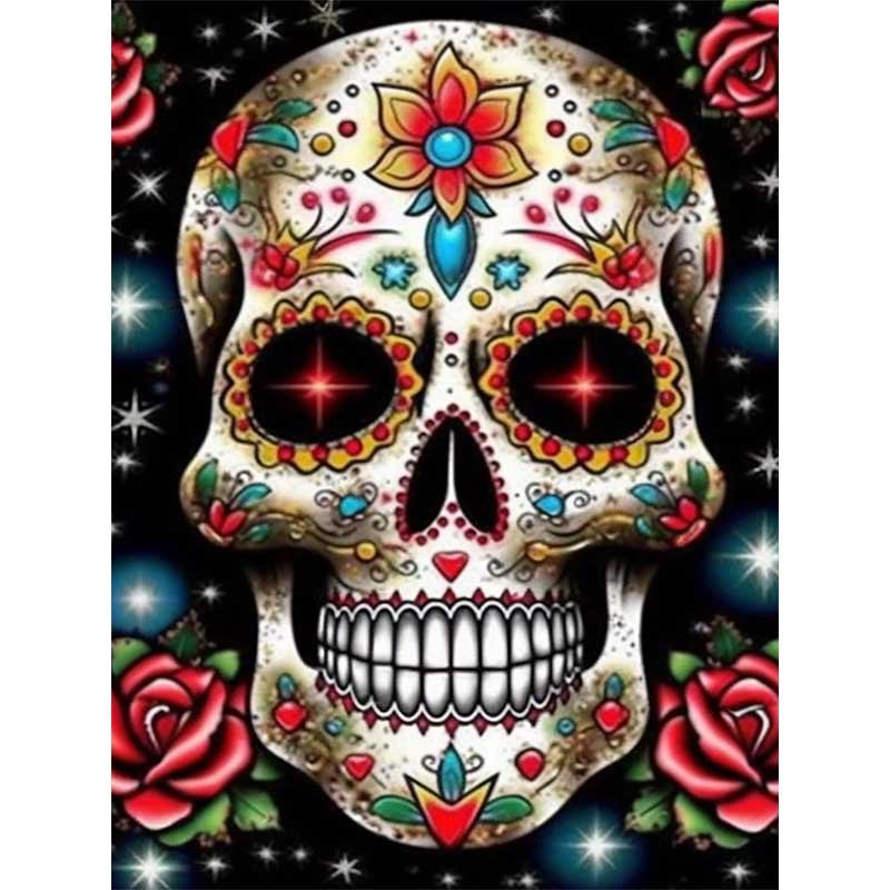 Diamond Painting-Bunter Zuckerschädel
