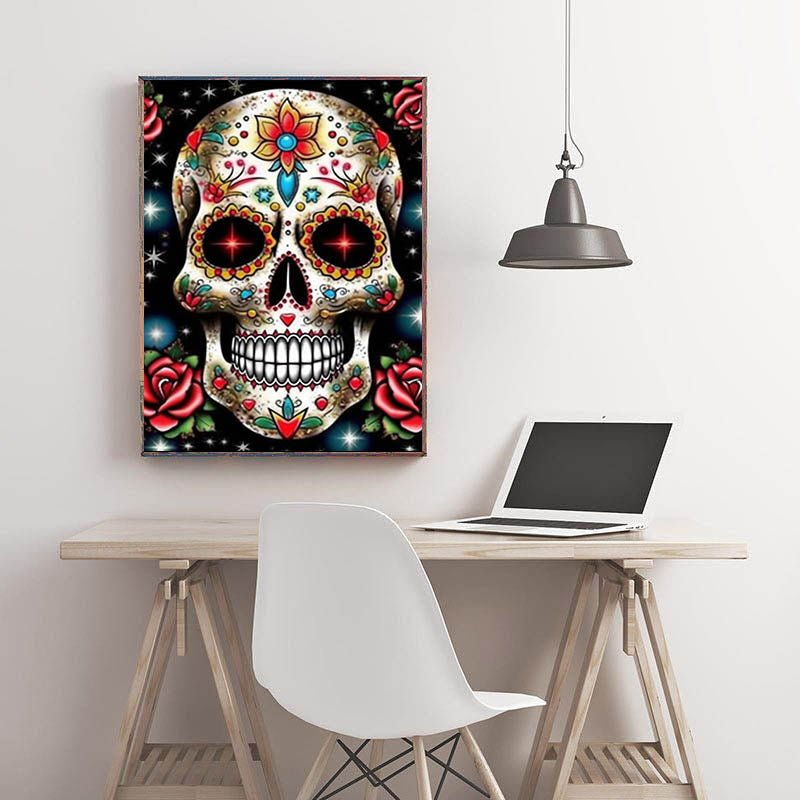 Diamond Painting-Bunter Zuckerschädel