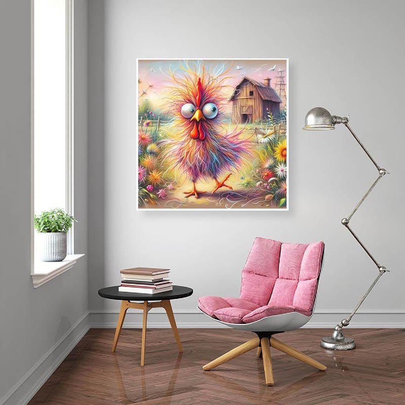 Diamond Painting-Buntes Chaos-Huhn im Garte