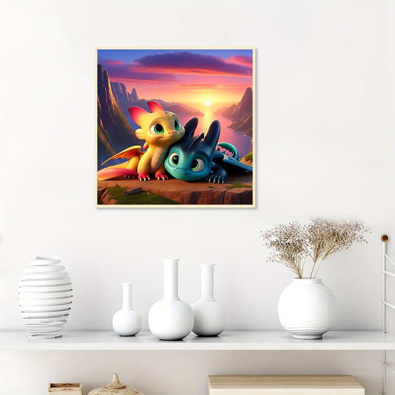 Diamond Painting-Das sich anlehnende Drachenpaar