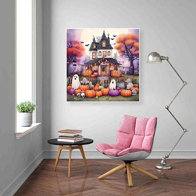 Diamond Painting-Das Spukhaus im Kürbisgarten