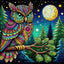 Diamond Painting-Der bunte Uhu im Mondlicht - Jetzt bei diamondspainting kaufen