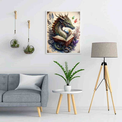 Diamond Painting-Der lesende Drache