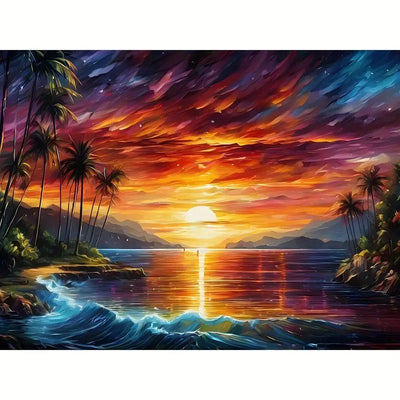 Diamond Painting-Der Strand bei Sonnenuntergang - Jetzt bei diamondspainting kaufen