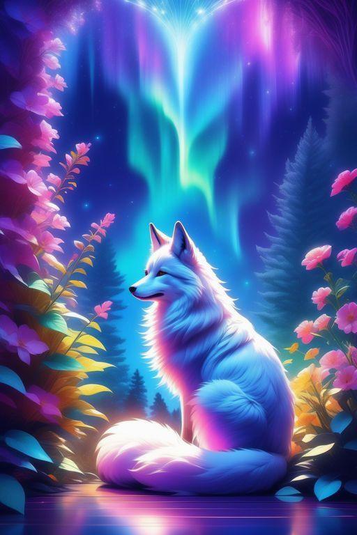 Diamond Painting - Der Wolf unter dem Polarlicht - diamondspainting