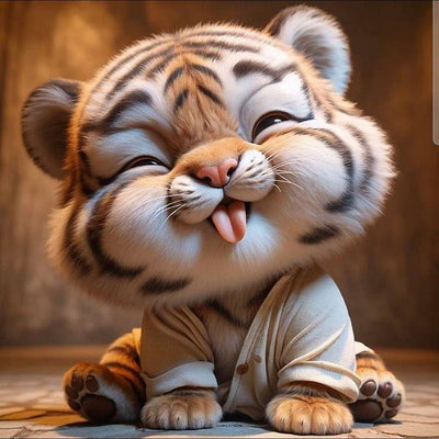 Diamond Painting-Der Zunge herausstreckende Tiger - Jetzt bei diamondspainting kaufen