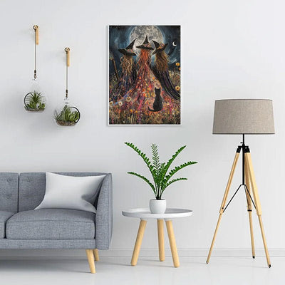 Diamond Painting-Die Hexe und die schwarze Katze