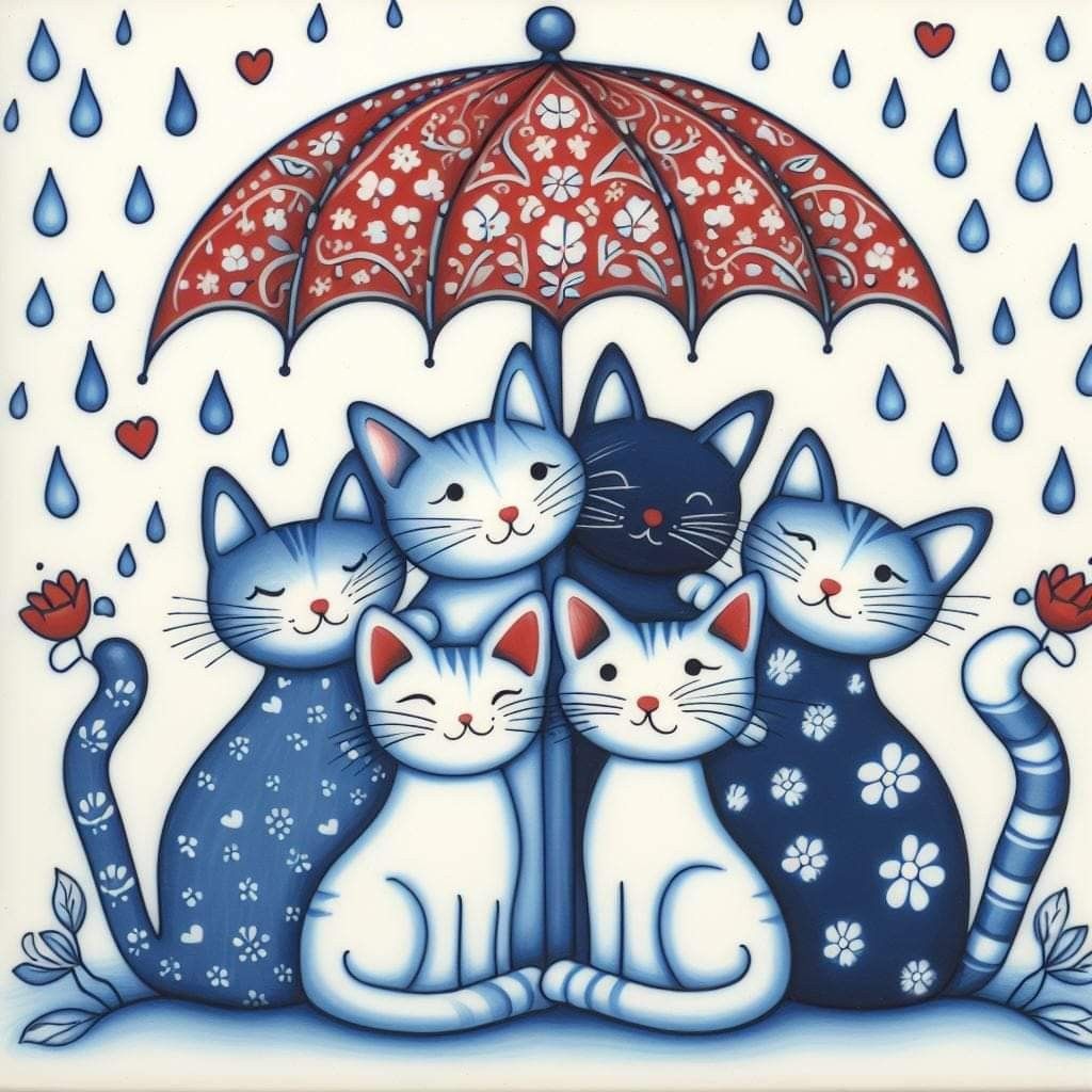 Diamond Painting - Die Katze mit dem Regenschirm - diamondspainting