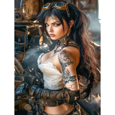 Diamond Painting-Die Steampunk-Kriegerin