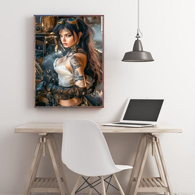 Diamond Painting-Die Steampunk-Kriegerin