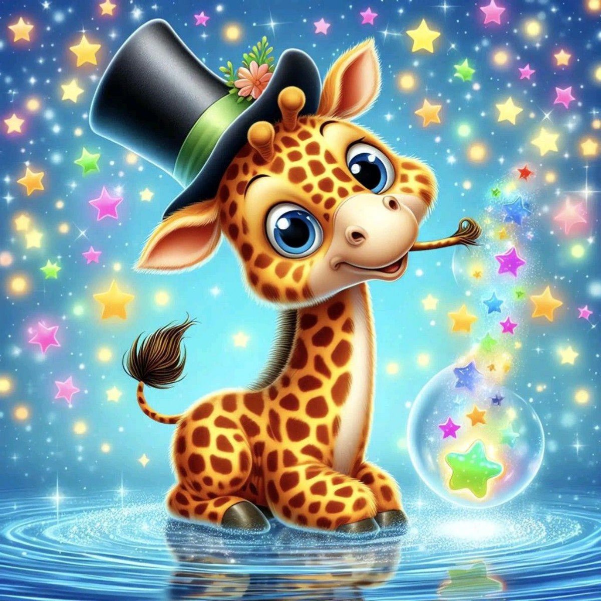 Diamond Painting - Die von Sternen umgebenen Giraffe - diamondspainting