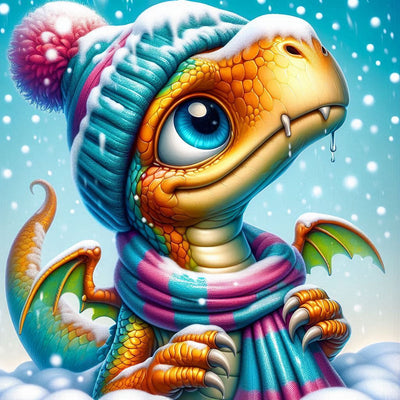 Diamond Painting-Drache mit einem Hut - Jetzt bei diamondspainting kaufen