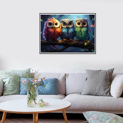 Diamond Painting-Drei bunte Eulen