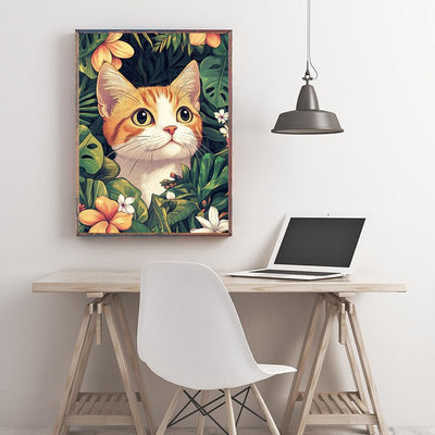 Diamond Painting-Dschungelmieze