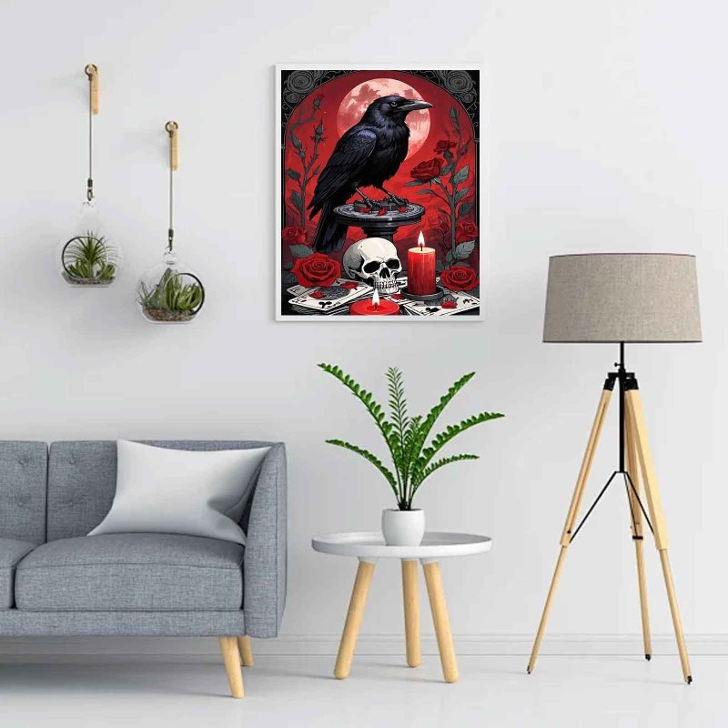 Diamond Painting-Dunkler Rabe und Rosen