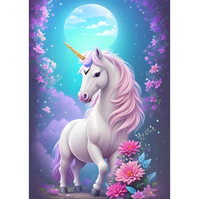 Diamond Painting-Einhorn im Mondlicht