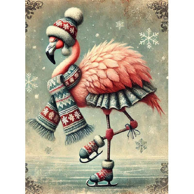 Diamond Painting-Eislaufender Flamingo