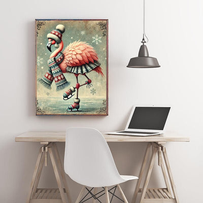Diamond Painting-Eislaufender Flamingo