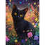 Diamond Painting-Elegante schwarze Katze im Zaubergarten