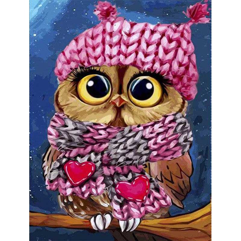 Diamond Painting-Eule auf dem Ast