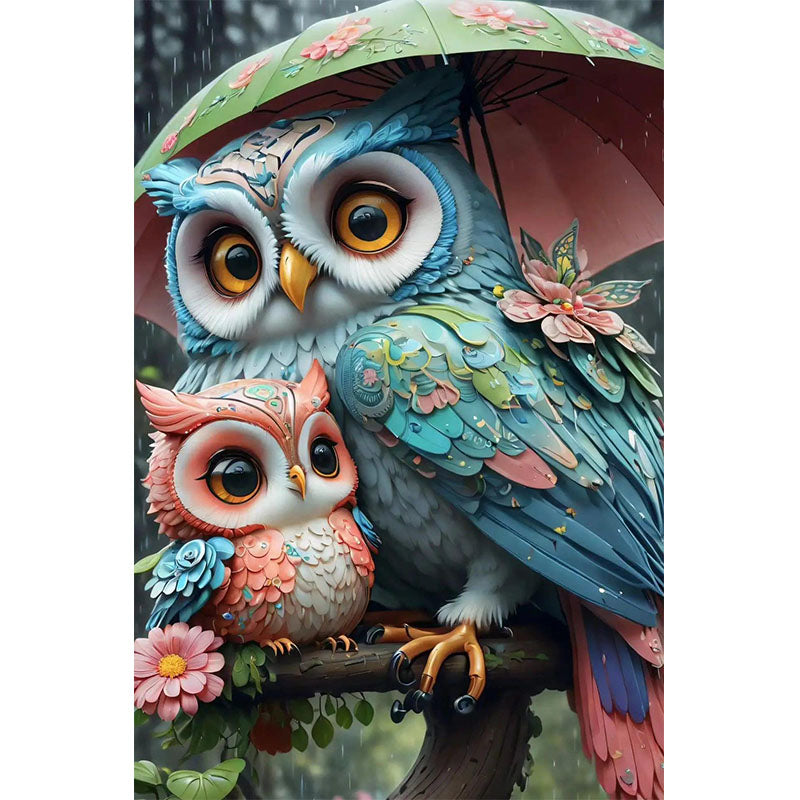 Diamond Painting-Eule hält einen Regenschirm
