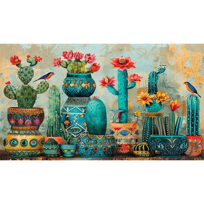Diamond Painting-Exotische Blumentöpfe und Kakteen