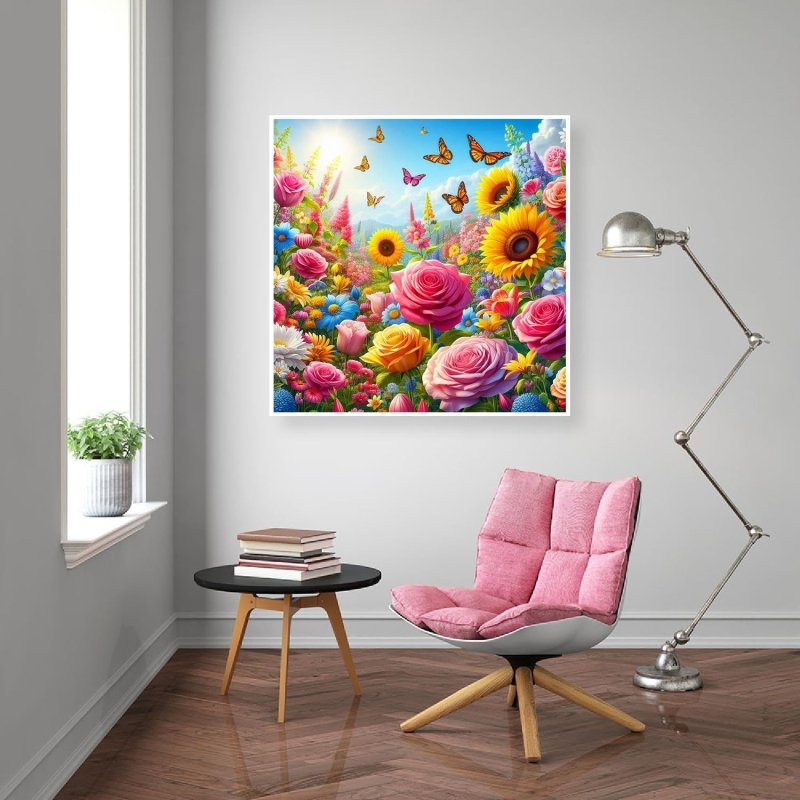 Diamond Painting-Farbenfrohe Blumenpracht